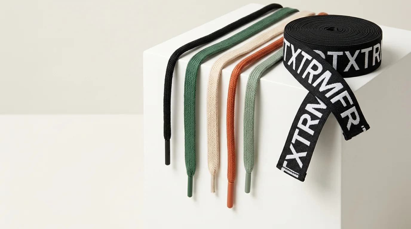 Flat drawcords and printed elastic in a range of colours