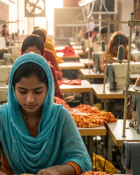 Machine operators at work on the production floor