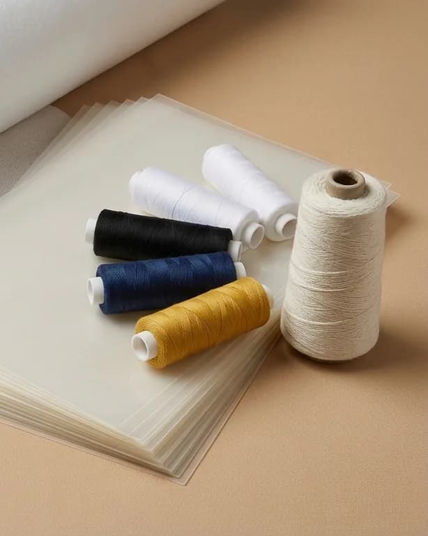 Interlining roll and recycled sewing thread