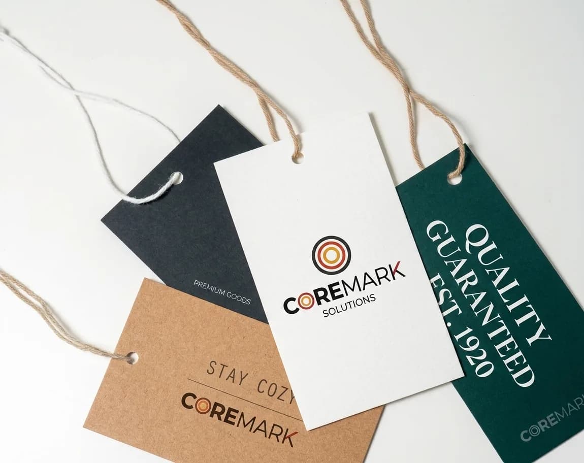 Hang tags and price tickets on cotton twine