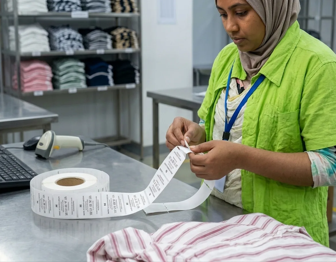 A label roll scanned against the order